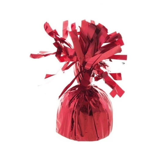 Greutate pentru Baloane cu Heliu, din Folie cu Franjuri, 170g, 13 x 5 x 3 cm, Rosu