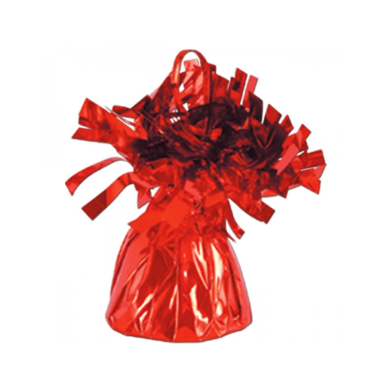 Greutate pentru Baloane cu Heliu, din Folie cu Franjuri, 170g, 13 x 5 x 3 cm, Rosu