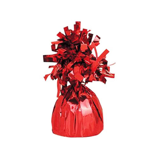 Greutate pentru Baloane cu Heliu, din Folie cu Franjuri, 170g, 13 x 5 x 3 cm, Rosu