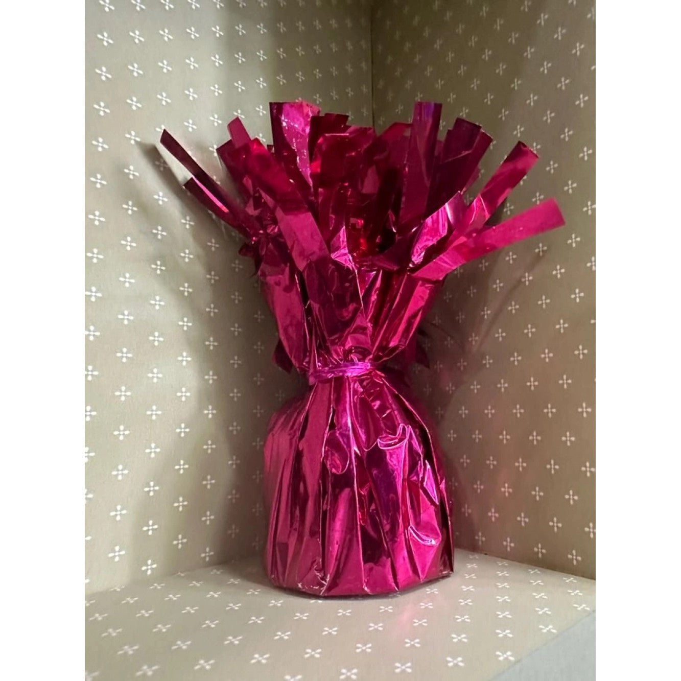 Greutate pentru Baloane cu Heliu, din Folie cu Franjuri, 170g, 13 x 5 x 3 cm, Roz