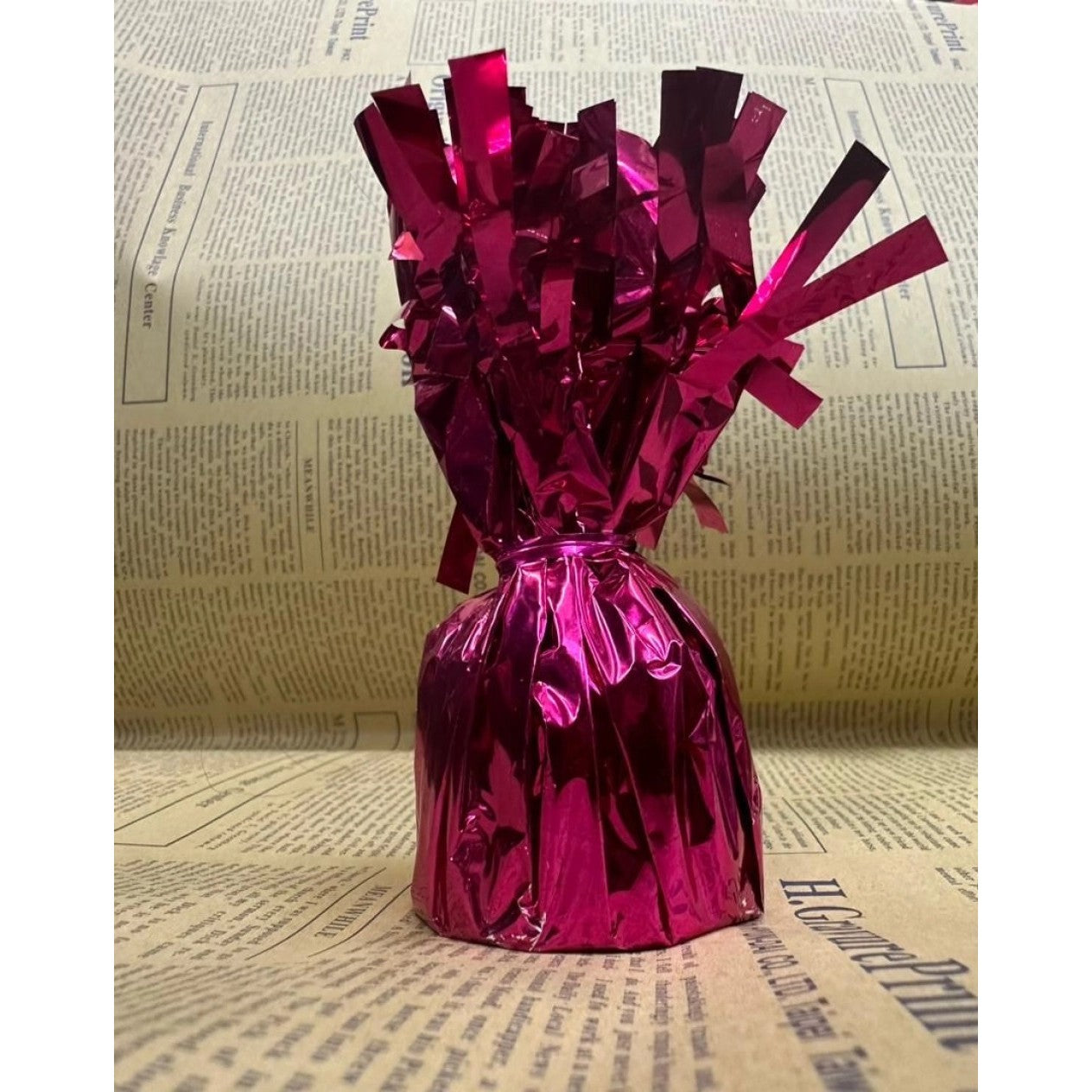 Greutate pentru Baloane cu Heliu, din Folie cu Franjuri, 170g, 13 x 5 x 3 cm, Roz