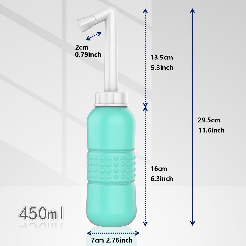 Bideu Portabil pentru Igiena Intima, pentru Postpartum/ Postoperator, 450 mL, cu Capac si Husa Galbena, 29.5x7 cm, Culoare Recipient Verde