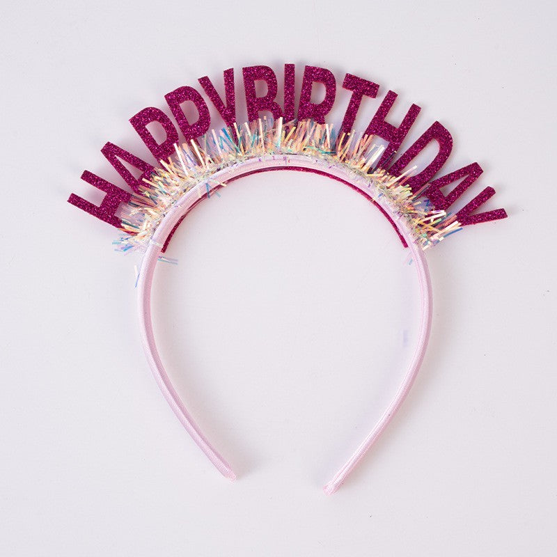 Coronita Decorativa pentru Petreceri, Tema Aniversare, Model Happy Birthday, Marime Universala, Roz