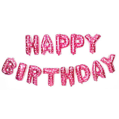Set 13 Baloane Folie, Tip Ghirlanda, Model Happy Birthday, 40 cm, Roz