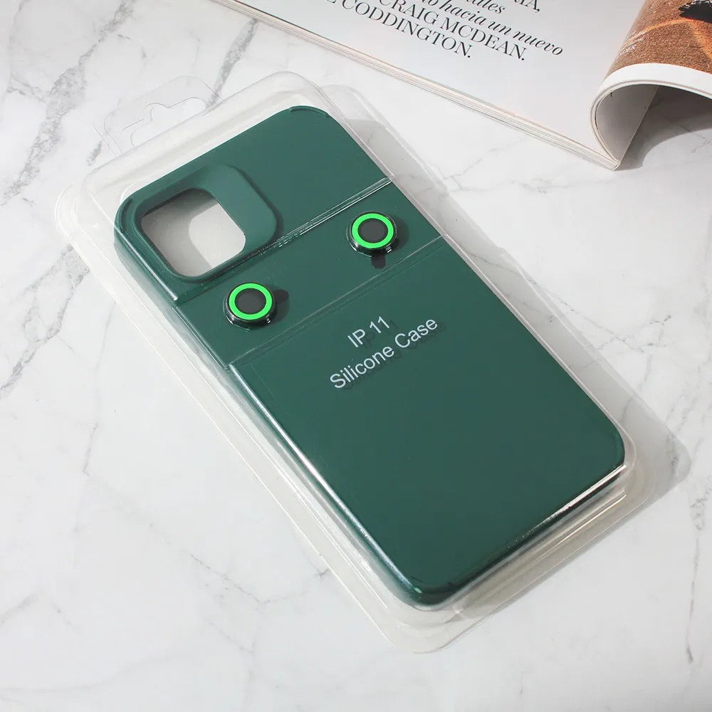 Husa Apple iPhone 15, din Silicon Lichid, Interior din Microfibra, Lentile Fosforescente de Protectie Camera, Anti Amprenta, Rezistenta la Socuri, Verde