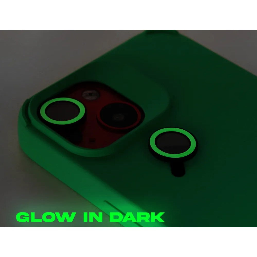 Husa Apple iPhone 15, din Silicon Lichid, Interior din Microfibra, Lentile Fosforescente de Protectie Camera, Anti Amprenta, Rezistenta la Socuri, Verde
