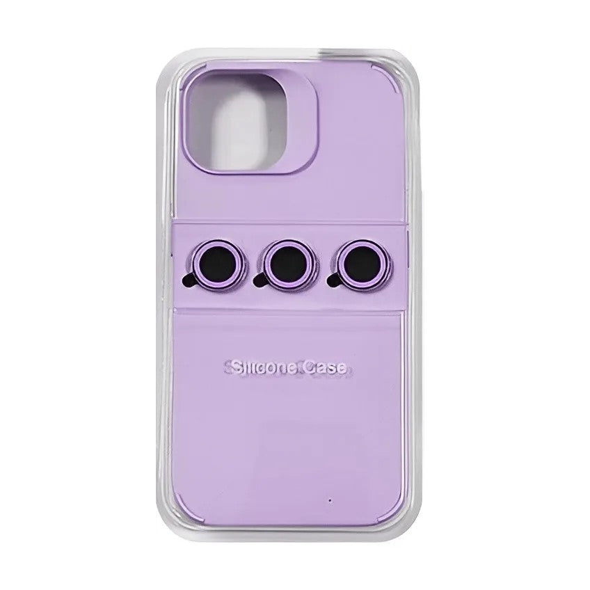 Husa Apple iPhone 15 Pro, din Silicon Lichid, Interior din Microfibra, Lentile Fosforescente de Protectie Camera, Anti Amprenta, Rezistenta la Socuri, Mov