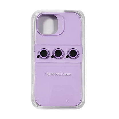 Husa Apple iPhone 15 Pro, din Silicon Lichid, Interior din Microfibra, Lentile Fosforescente de Protectie Camera, Anti Amprenta, Rezistenta la Socuri, Mov