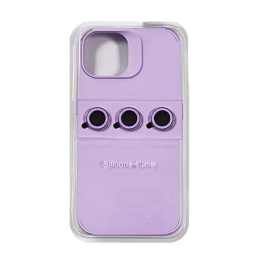 Husa Apple iPhone 15 Pro, din Silicon Lichid, Interior din Microfibra, Lentile Fosforescente de Protectie Camera, Anti Amprenta, Rezistenta la Socuri, Mov