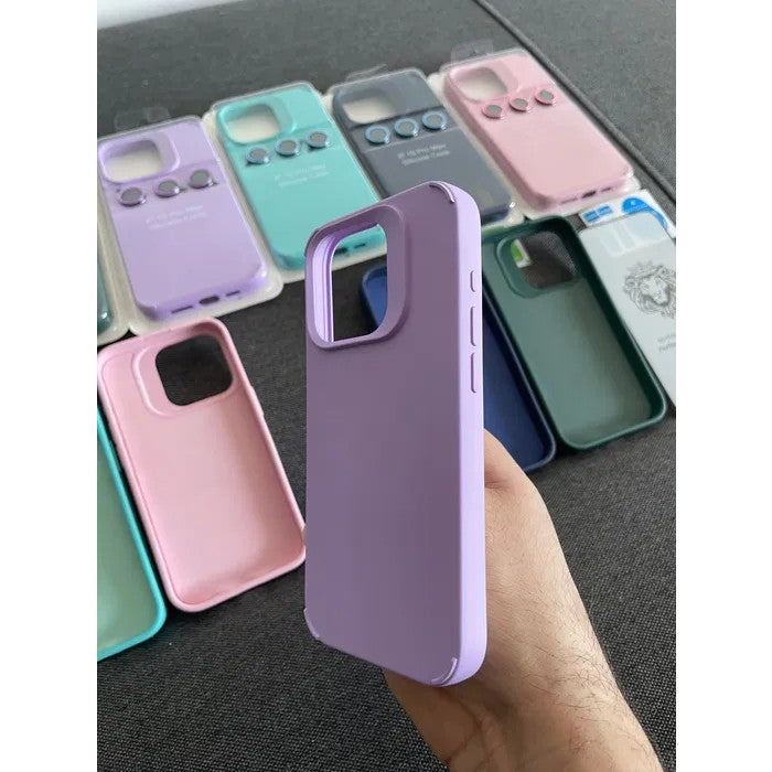 Husa Apple iPhone 15 Pro, din Silicon Lichid, Interior din Microfibra, Lentile Fosforescente de Protectie Camera, Anti Amprenta, Rezistenta la Socuri, Mov