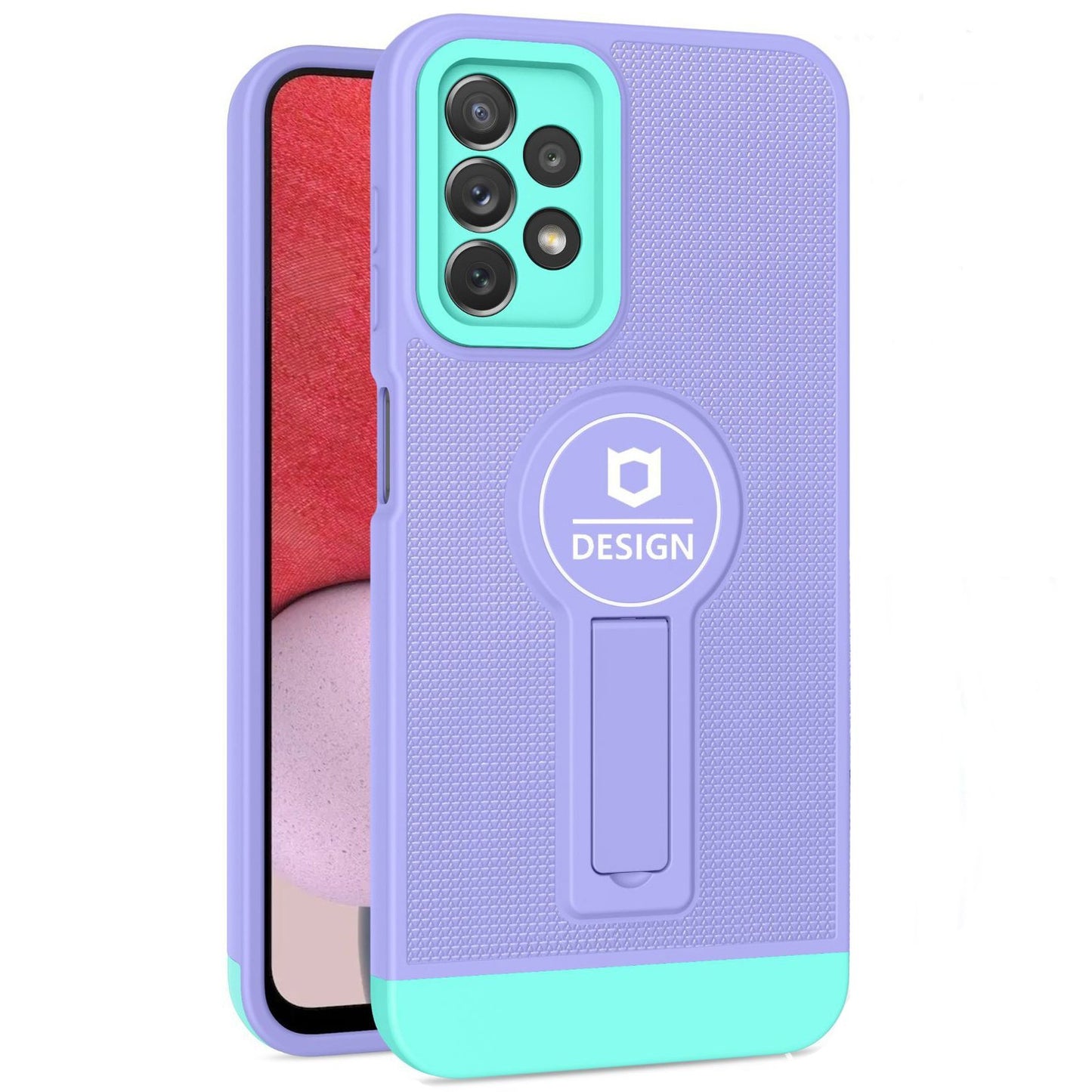 Husa Armor Design cu Stand pentru Apple iPhone 14 Pro Max Mov/Albastru, Suport Auto Magnetic, Protectie Antisoc