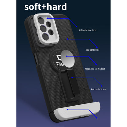 Husa Armor Design cu Stand pentru iPhone 11, Negru/Alb, Suport Auto Magnetic, Wireless Charge, Protectie Antisoc