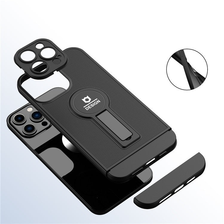 Husa Armor Design cu Stand pentru Apple iPhone 14 (6.1) Negru, Suport Auto Magnetic, Protectie Antisoc