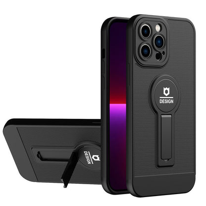 Husa Armor Design cu Stand pentru Apple iPhone 14 (6.1) Negru, Suport Auto Magnetic, Protectie Antisoc