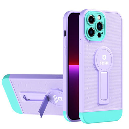 Husa Armor Design cu Stand pentru Apple iPhone 14 Pro Max Mov/Albastru, Suport Auto Magnetic, Protectie Antisoc