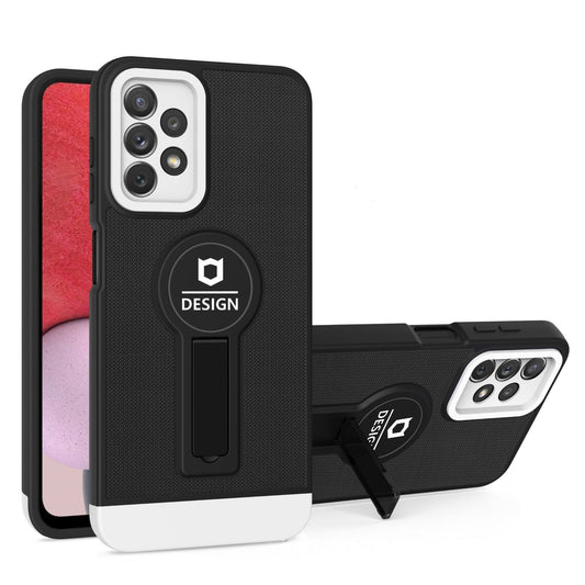 Husa Armor Design cu Stand pentru Samsung Galaxy A02s/ A03s, Negru/Alb, Suport Auto Magnetic, Wireless Charge, Protectie Antisoc