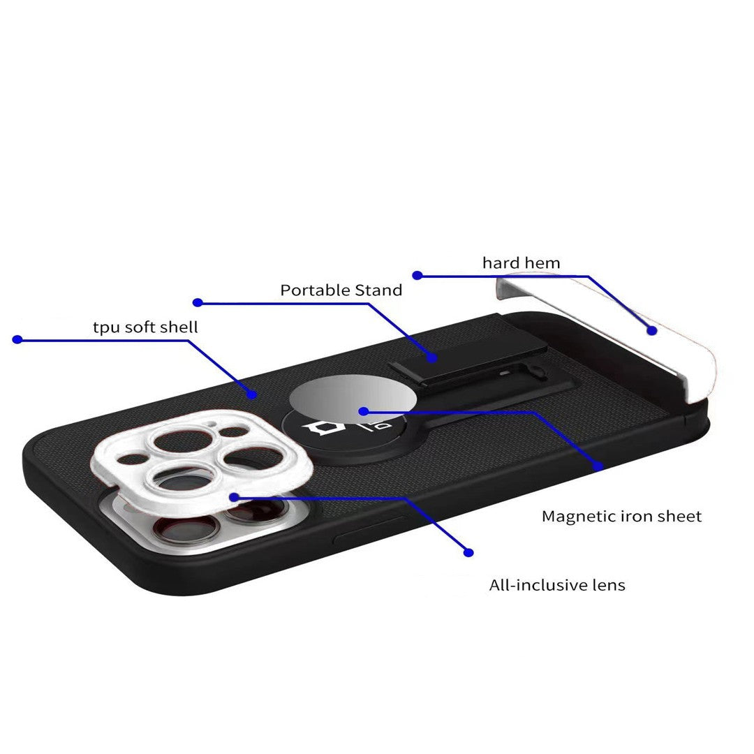 Husa Armor Design cu Stand pentru Samsung Galaxy A02s/ A03s, Negru/Alb, Suport Auto Magnetic, Wireless Charge, Protectie Antisoc