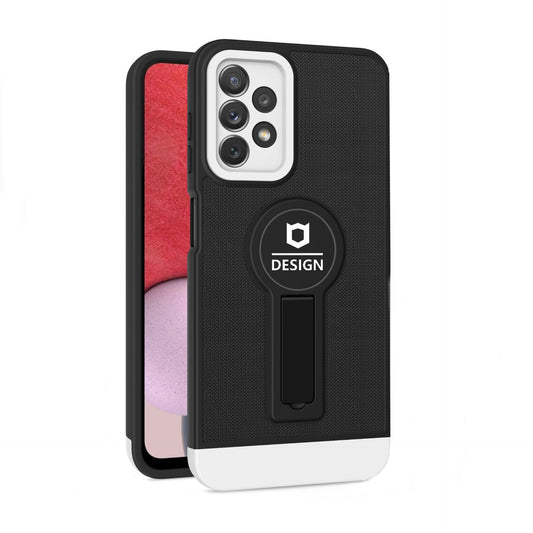 Husa Armor Design cu Stand pentru Samsung Galaxy A02s/ A03s, Negru/Alb, Suport Auto Magnetic, Wireless Charge, Protectie Antisoc