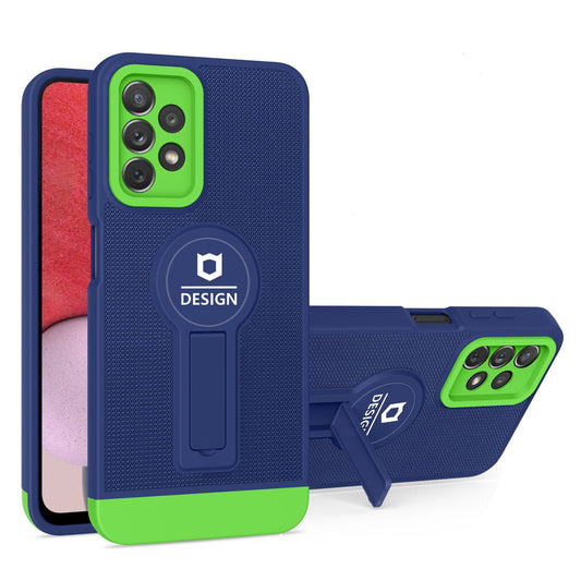 Husa Armor Design cu Stand pentru Samsung Galaxy A13 4G, Albastru/ Verde, Suport Auto Magnetic, Wireless Charge, Protectie Antisoc