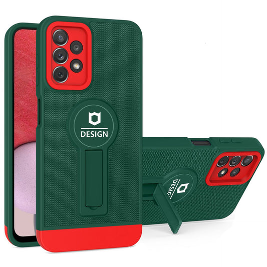 Husa Armor Design cu Stand pentru Samsung S22, Verde/Rosu, Suport Auto Magnetic, Wireless Charge, Protectie Antisoc