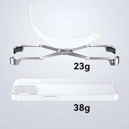 Husa Armor X Compatibila cu iPhone 15, Aliaj de Aluminiu, Antisoc, Antizgarieturi, Impermeabila, Margini cu 2 Straturi, Aderent, Montare Usoara, Surubelnita Inclusa, Gri Metalizat