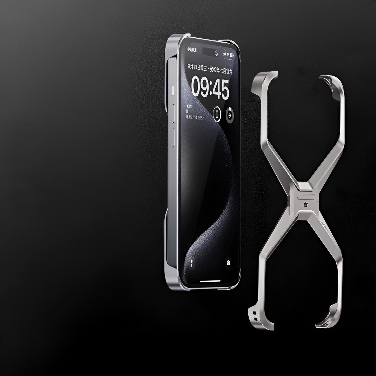 Husa Armor X Compatibila cu iPhone 15, Aliaj de Aluminiu, Antisoc, Antizgarieturi, Impermeabila, Margini cu 2 Straturi, Aderent, Montare Usoara, Surubelnita Inclusa, Gri Metalizat