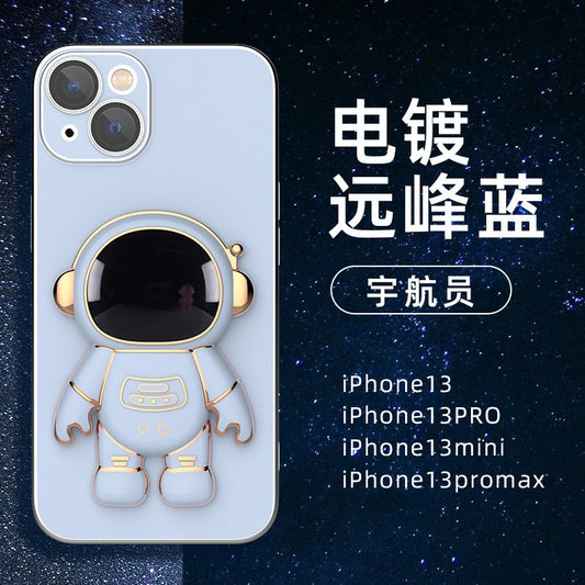 Husa de Protectie 2 in 1, pentru Samsung Galaxy S21FE, Astronaut cu Suport, din TPU, Albastru