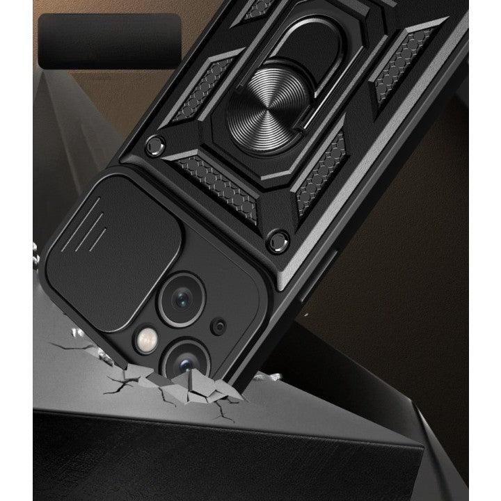 Husa de protectie compatibila cu Apple iPhone 13 Defender Model 4 cu suport,Negru