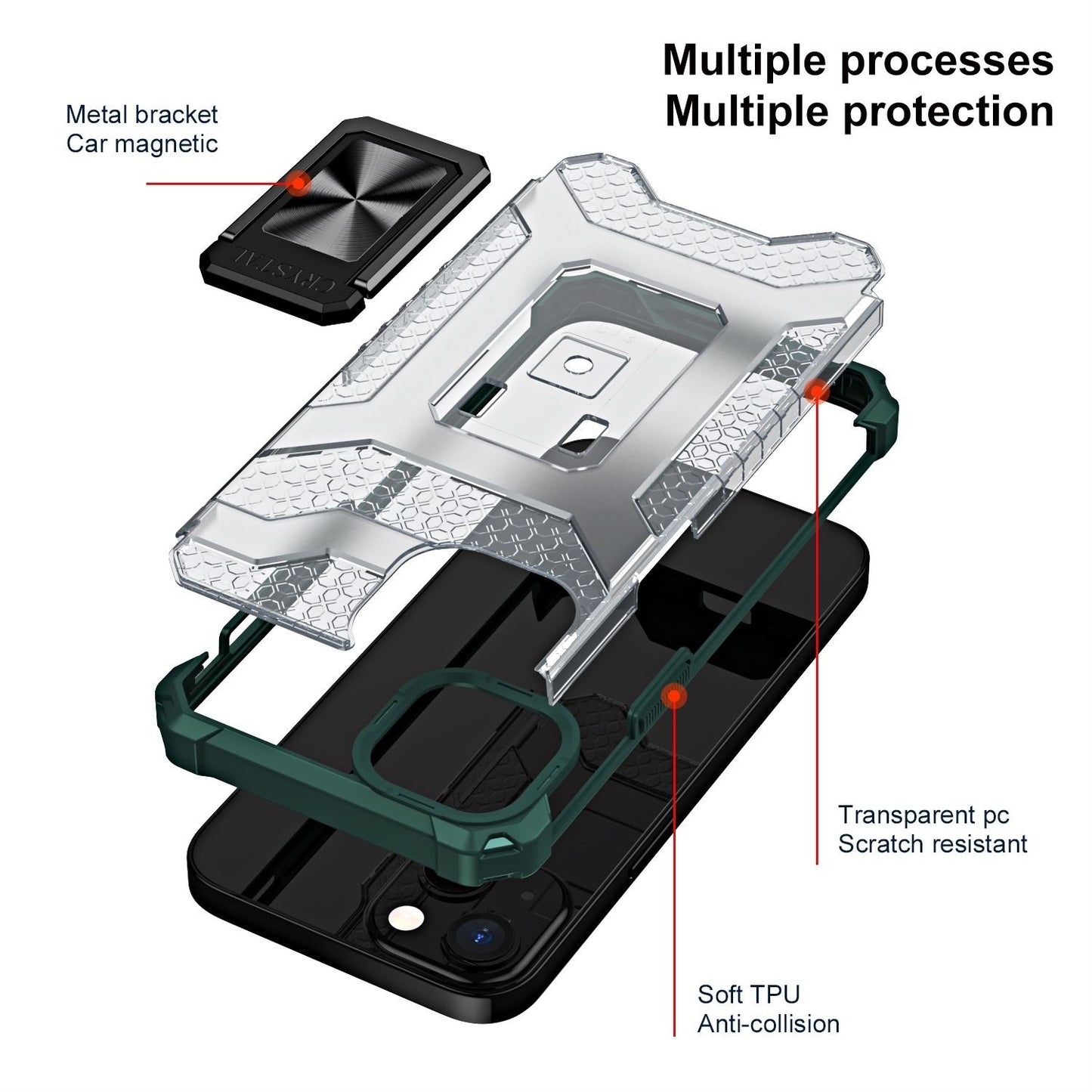 Husa de protectie compatibila cu Apple iPhone 13 Mini Acrylic Armor cu suport Verde Inchis