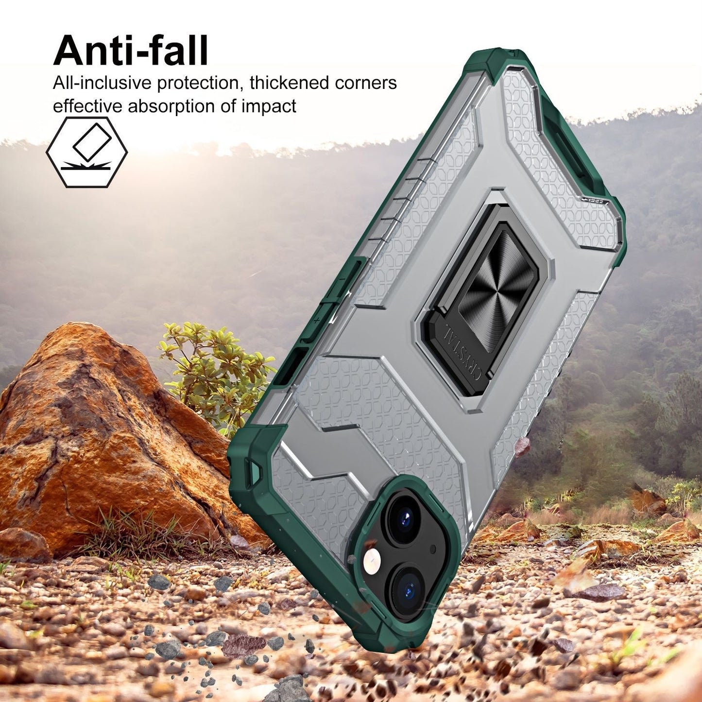 Husa de protectie compatibila cu Apple iPhone 13 Mini Acrylic Armor cu suport Verde Inchis