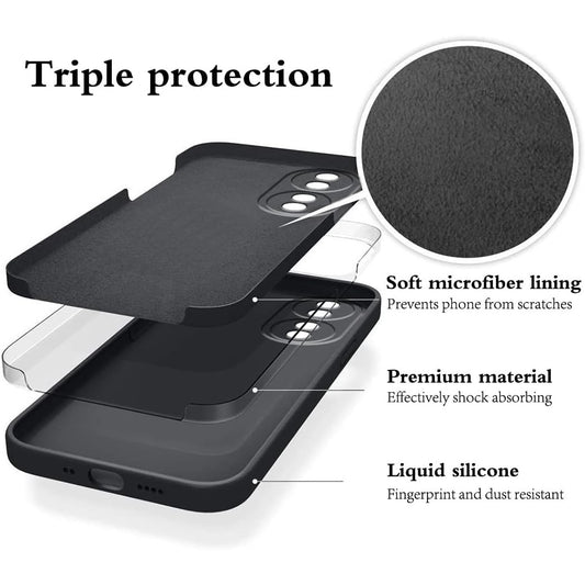 Husa de Protectie, pentru Honor 90, Liquid Silicone, cu Microfibra pe Interior, Protectie Antisoc, Compatibil Incarcare Wireless, Negru