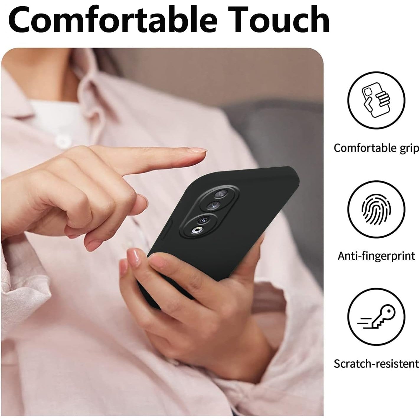 Husa de Protectie, pentru Honor 90, Liquid Silicone, cu Microfibra pe Interior, Protectie Antisoc, Compatibil Incarcare Wireless, Negru