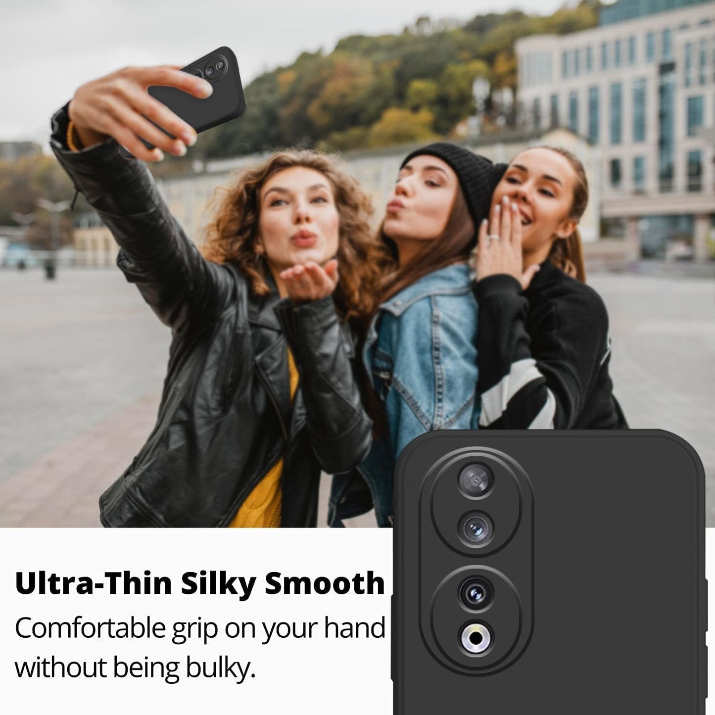 Husa de Protectie, pentru Honor 90, Liquid Silicone, cu Microfibra pe Interior, Protectie Antisoc, Compatibil Incarcare Wireless, Negru