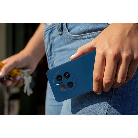 Husa de Protectie, pentru Huawei Mate 50 Pro, Liquid Silicone, cu Microfibra pe Interior, Protectie Antisoc, Compatibil Incarcare Wireless, Albastru