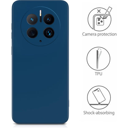 Husa de Protectie, pentru Huawei Mate 50 Pro, Liquid Silicone, cu Microfibra pe Interior, Protectie Antisoc, Compatibil Incarcare Wireless, Albastru