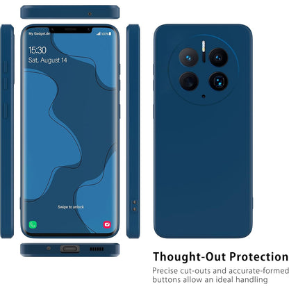 Husa de Protectie, pentru Huawei Mate 50 Pro, Liquid Silicone, cu Microfibra pe Interior, Protectie Antisoc, Compatibil Incarcare Wireless, Albastru