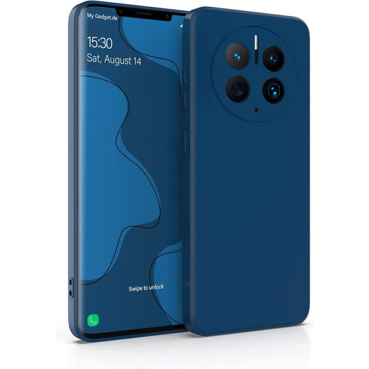Husa de Protectie, pentru Huawei Mate 50 Pro, Liquid Silicone, cu Microfibra pe Interior, Protectie Antisoc, Compatibil Incarcare Wireless, Albastru