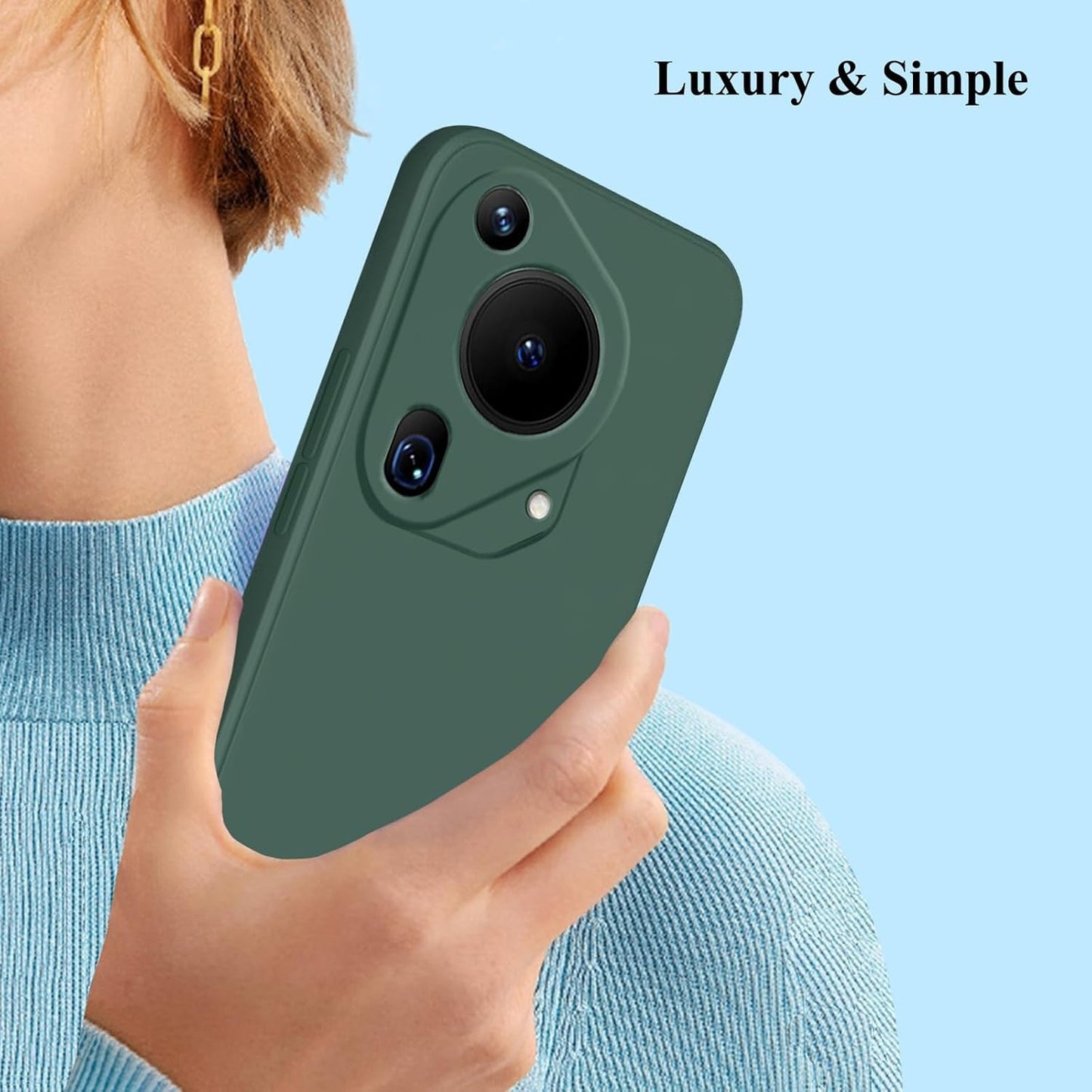 Husa de Protectie, pentru Huawei Pura 70, Liquid Silicone, cu Microfibra pe Interior, Protectie Antisoc, Compatibil Incarcare Wireless, Verde