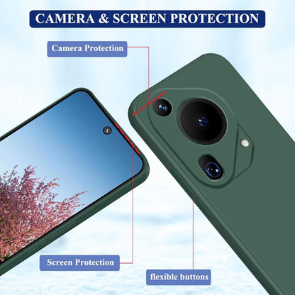 Husa de Protectie, pentru Huawei Pura 70, Liquid Silicone, cu Microfibra pe Interior, Protectie Antisoc, Compatibil Incarcare Wireless, Verde