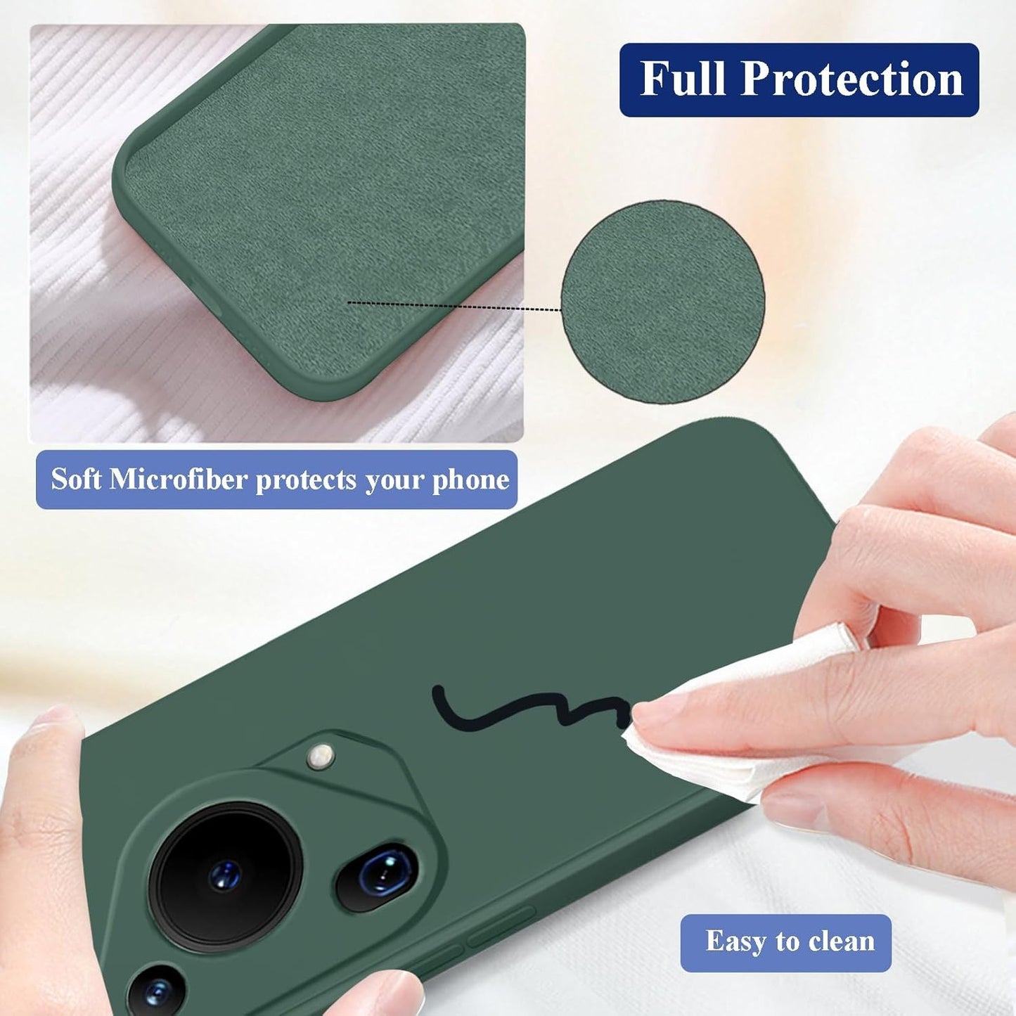Husa de Protectie, pentru Huawei Pura 70, Liquid Silicone, cu Microfibra pe Interior, Protectie Antisoc, Compatibil Incarcare Wireless, Verde