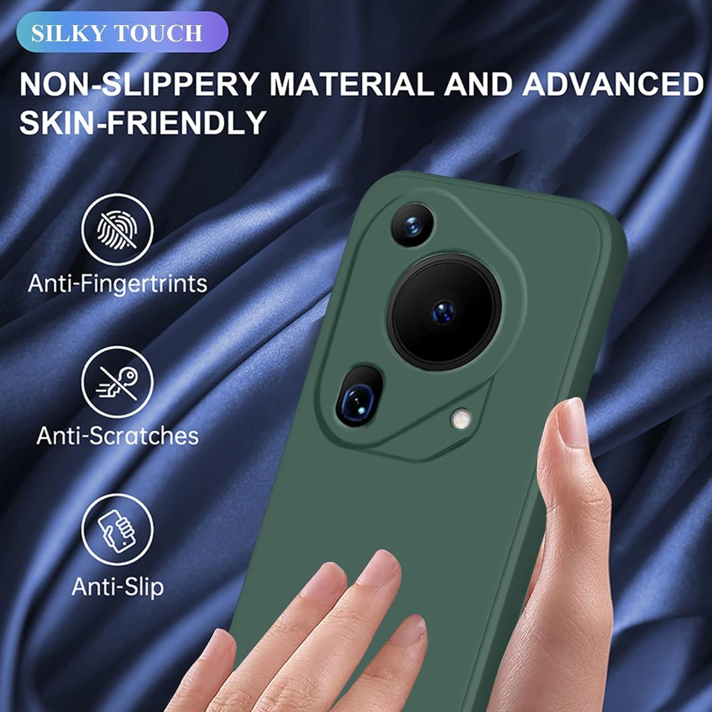 Husa de Protectie, pentru Huawei Pura 70, Liquid Silicone, cu Microfibra pe Interior, Protectie Antisoc, Compatibil Incarcare Wireless, Verde