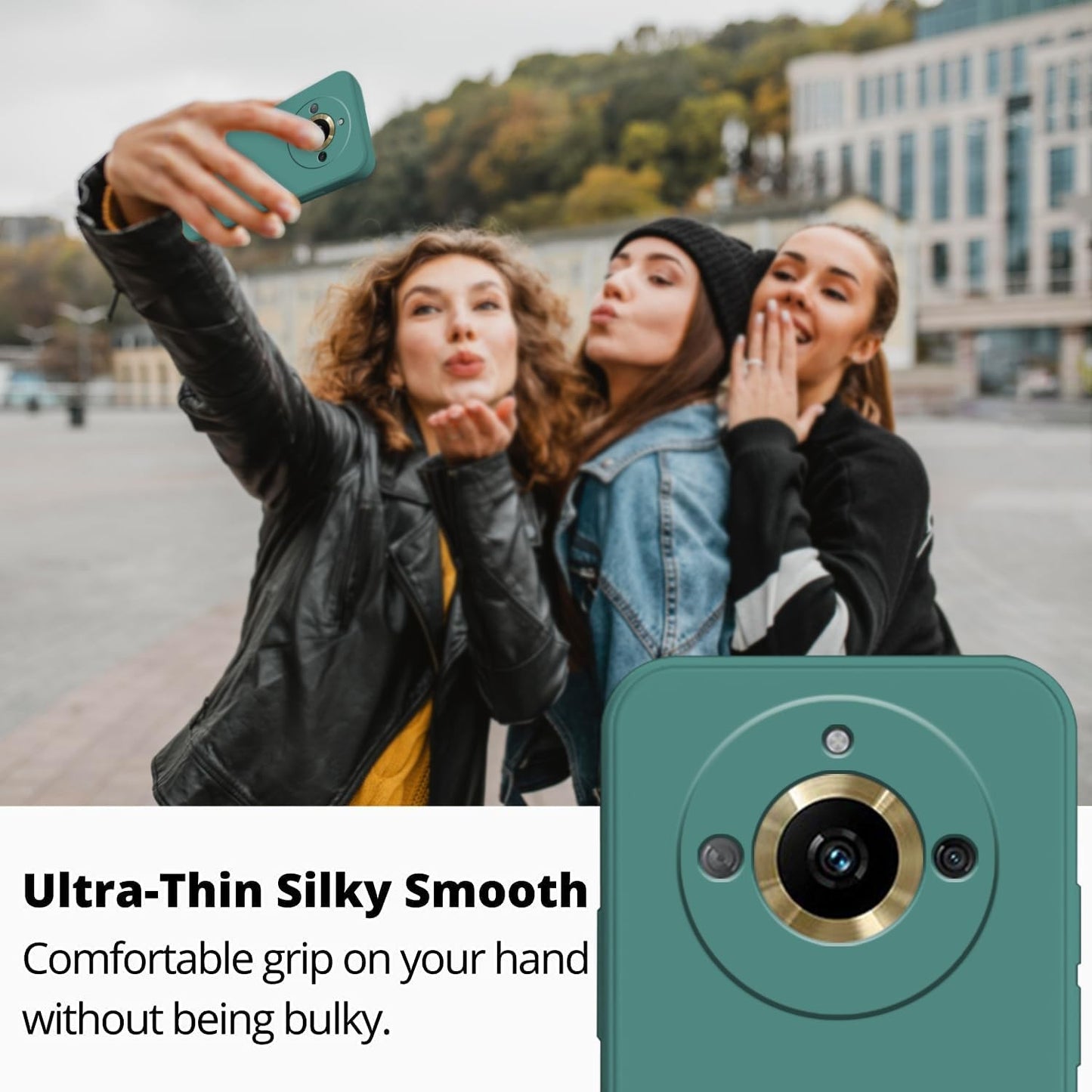 Husa de Protectie, pentru Realme 11 Pro Plus, Liquid Silicone, cu Microfibra pe Interior, Protectie Antisoc, Compatibil Incarcare Wireless, Verde