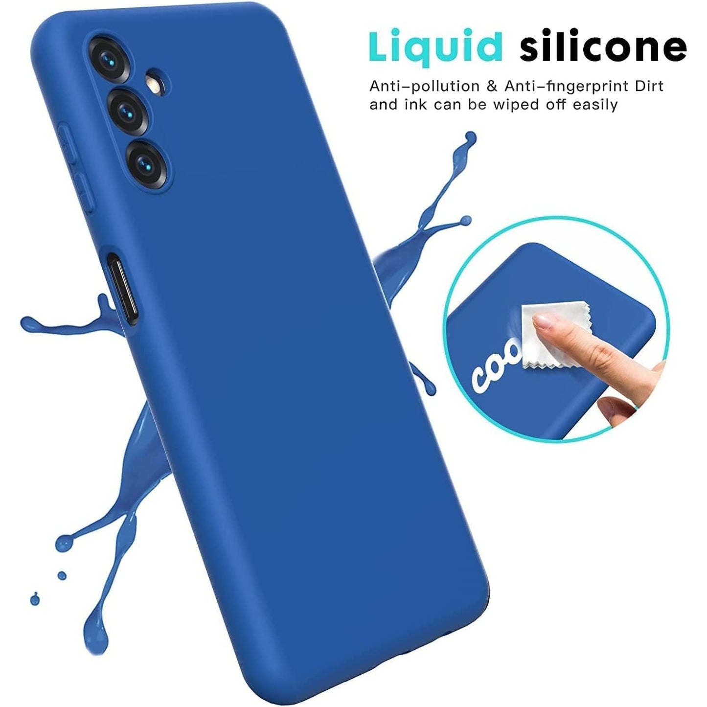 Husa de Protectie, pentru Samsung Galaxy S24 FE, Liquid Silicone, cu Microfibra pe Interior, Protectie Antisoc, Compatibil Incarcare Wireless, Albastru