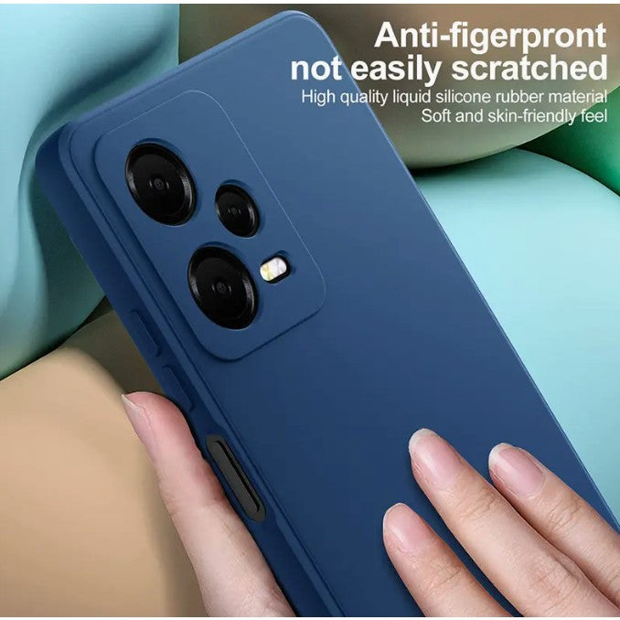 Husa de Protectie, pentru Xiaomi Redmi Note 12 Pro 5G, Liquid Silicone, cu Microfibra pe Interior, Protectie Antisoc, Compatibil Incarcare Wireless, Albastru
