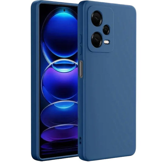 Husa de Protectie, pentru Xiaomi Redmi Note 12 Pro 5G, Liquid Silicone, cu Microfibra pe Interior, Protectie Antisoc, Compatibil Incarcare Wireless, Albastru