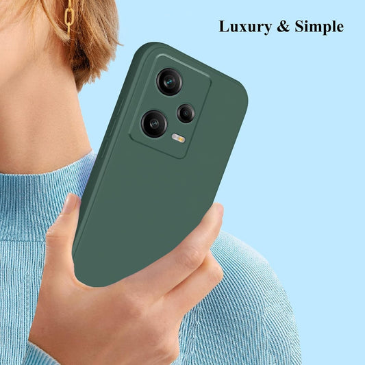 Husa de Protectie, pentru Xiaomi Redmi Note 12 Pro 5G, Liquid Silicone, cu Microfibra pe Interior, Protectie Antisoc, Compatibil Incarcare Wireless, Verde