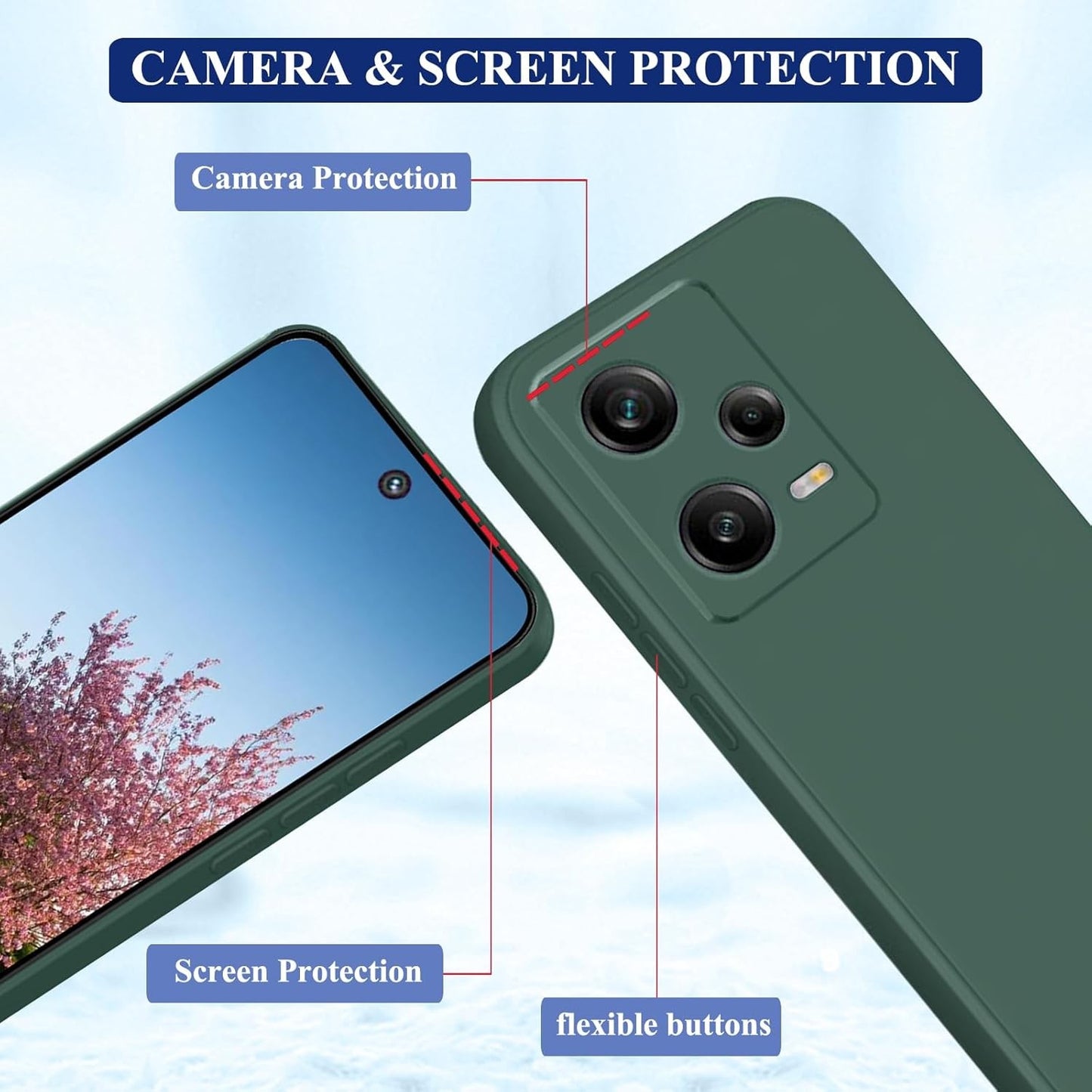 Husa de Protectie, pentru Xiaomi Redmi Note 12 Pro 5G, Liquid Silicone, cu Microfibra pe Interior, Protectie Antisoc, Compatibil Incarcare Wireless, Verde