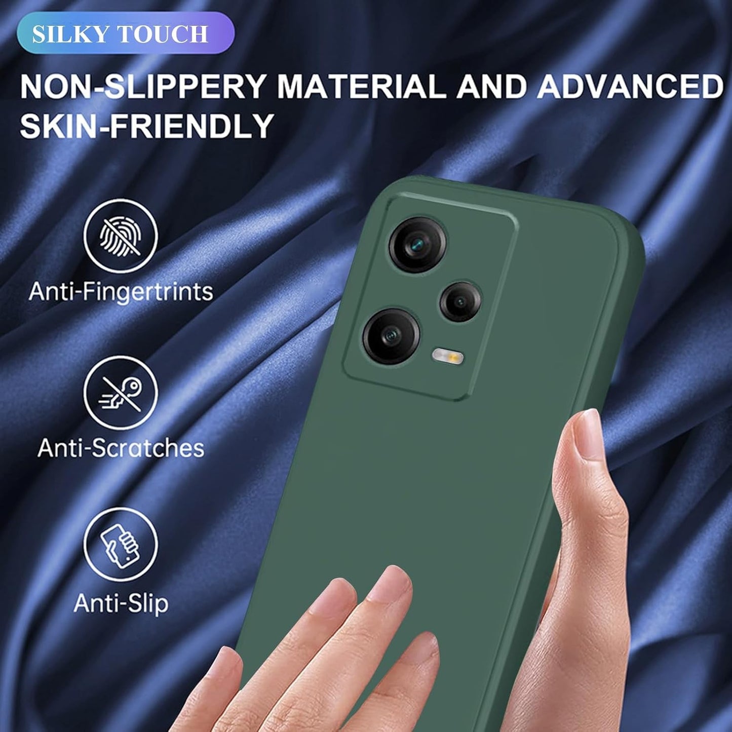 Husa de Protectie, pentru Xiaomi Redmi Note 12 Pro 5G, Liquid Silicone, cu Microfibra pe Interior, Protectie Antisoc, Compatibil Incarcare Wireless, Verde