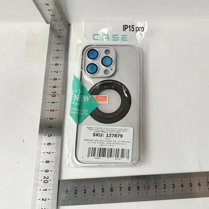 Husa de Protectie MagSafe Compatibila cu iPhone 15 Pro, Carcasa din Metal, Incarcare Wireless, Acoperire Completa, Protectie Camera, Antisoc, Antizgariere, Antialunecare, Gri Metalizat