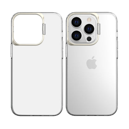 Husa de protectie pentru iPhone 14 Plus, cu suport metalic pentru camera, Bracket Series, Protectie Antisoc, PC mat, silicon moale pe margini, Transparent